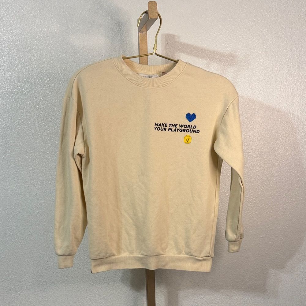 H&M - Lego-Cream Crewneck  Make the world your playground sweater- Medium